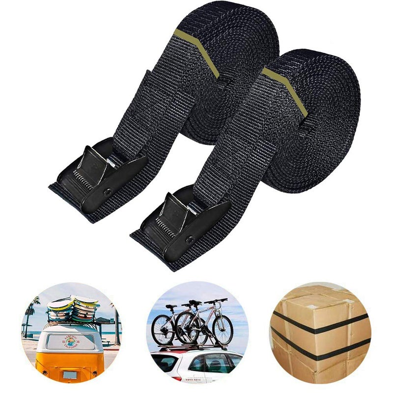 Gutezeiten 16ft Tie Down Straps, Lashing Straps Heavy Duty up to 700lbsï¼ŒAdjustable Cam Buckle Tie-Down Straps for Motorcycle, Cargo, Trucks,Trailer,SUP, Kayak, Luggage- Black 2 Pack - Image 1